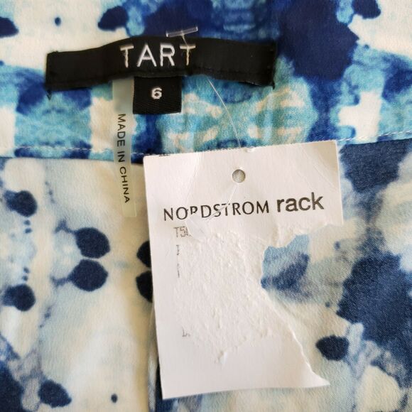 TART Ashby silk stretchy printed dress shorts in ink blot blue white Size 6 NEW - Picture 4 of 6